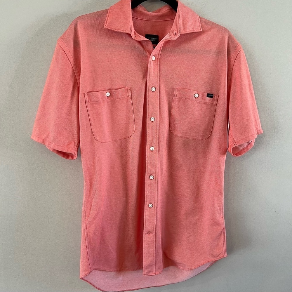 Alton lane Sandbar Piqué Double Pocket Short Sleeve Shirt Mens small Washed red - Picture 4 of 8